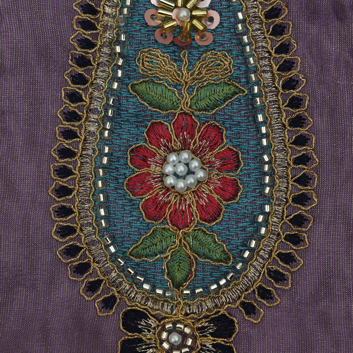 Beige Color Tissue Embroidery Fabric