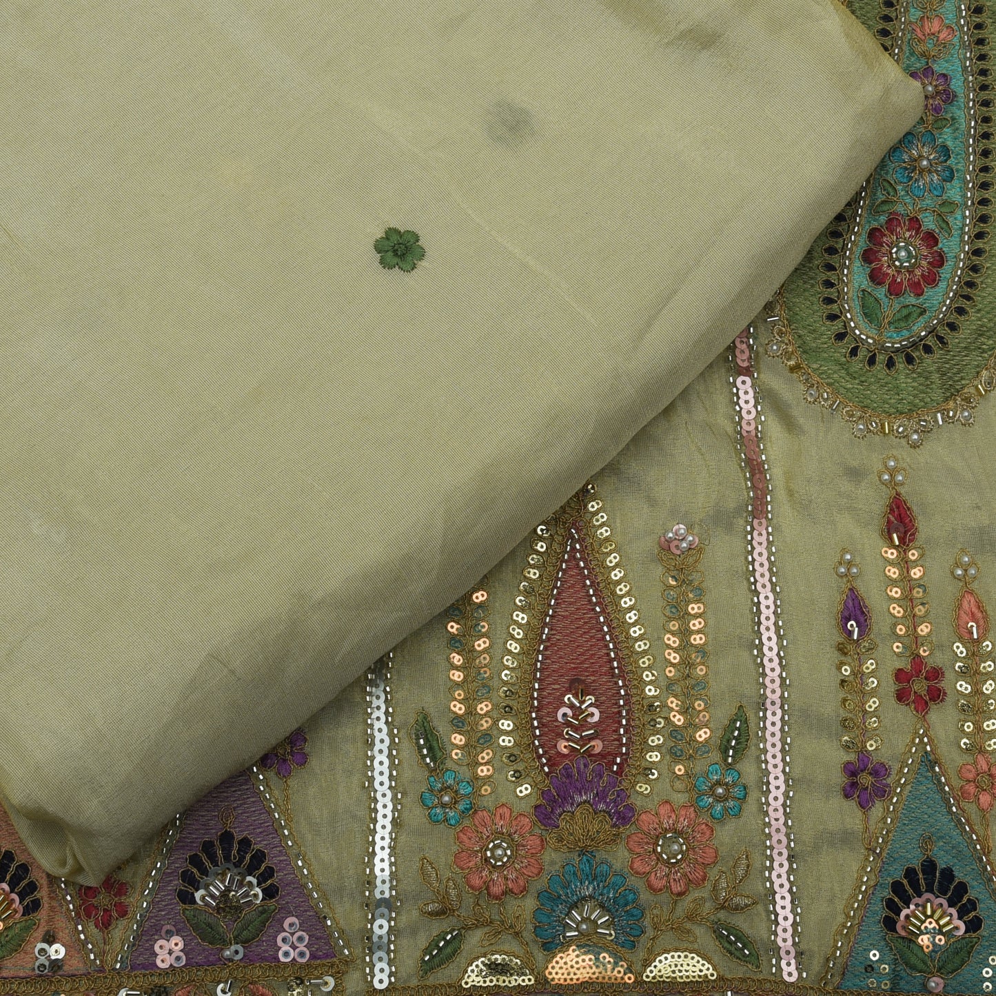 Beige Color Tissue Embroidery Fabric