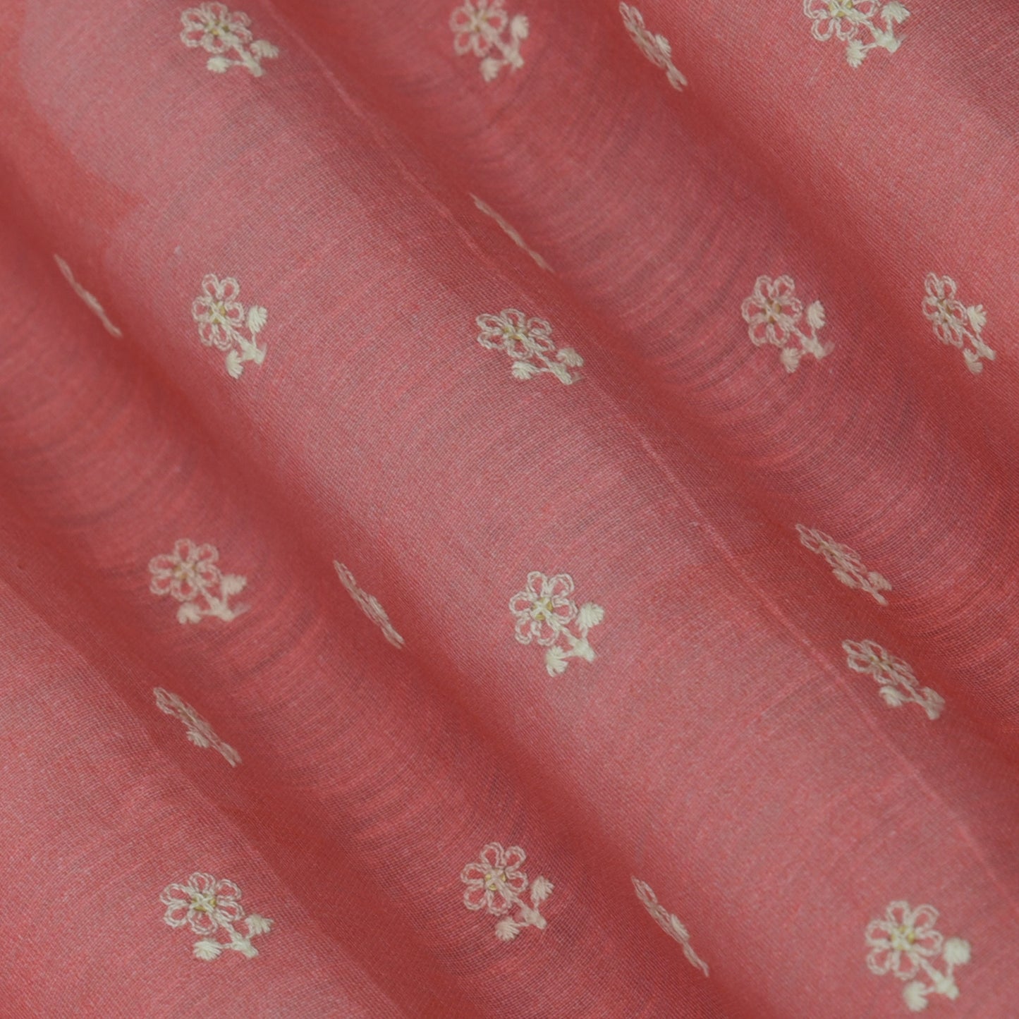 Pink Color Linen Booti Fabric