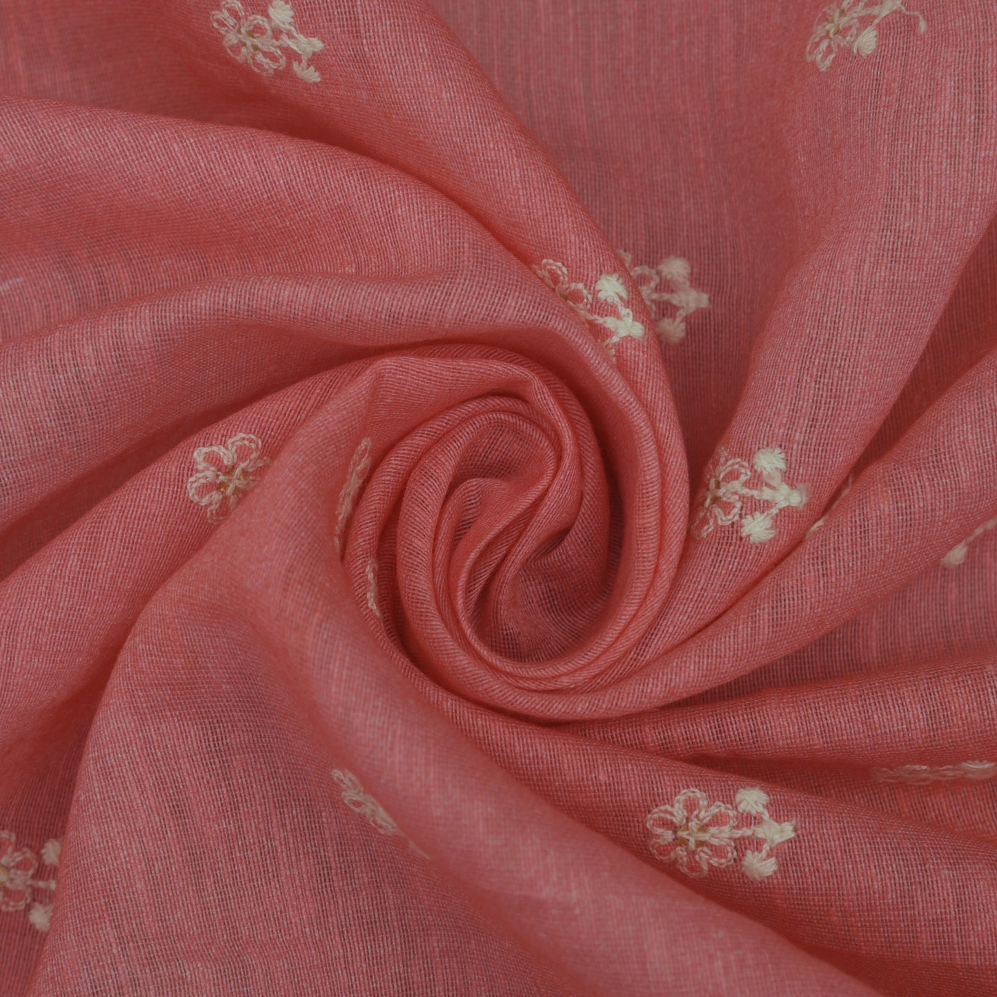 Pink Color Linen Booti Fabric