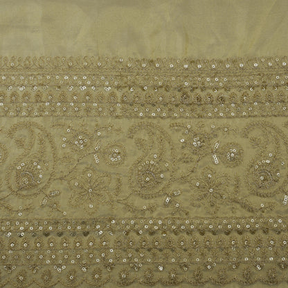 Beige Color Tissue Embroidery Fabric