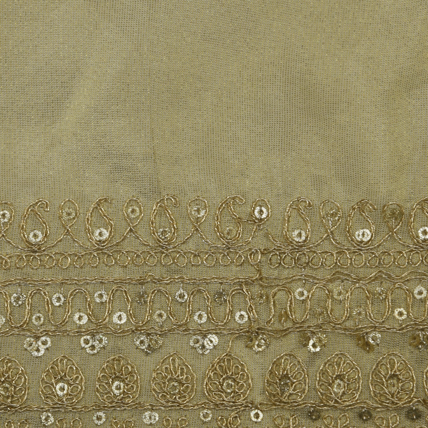 Beige Color Tissue Embroidery Fabric