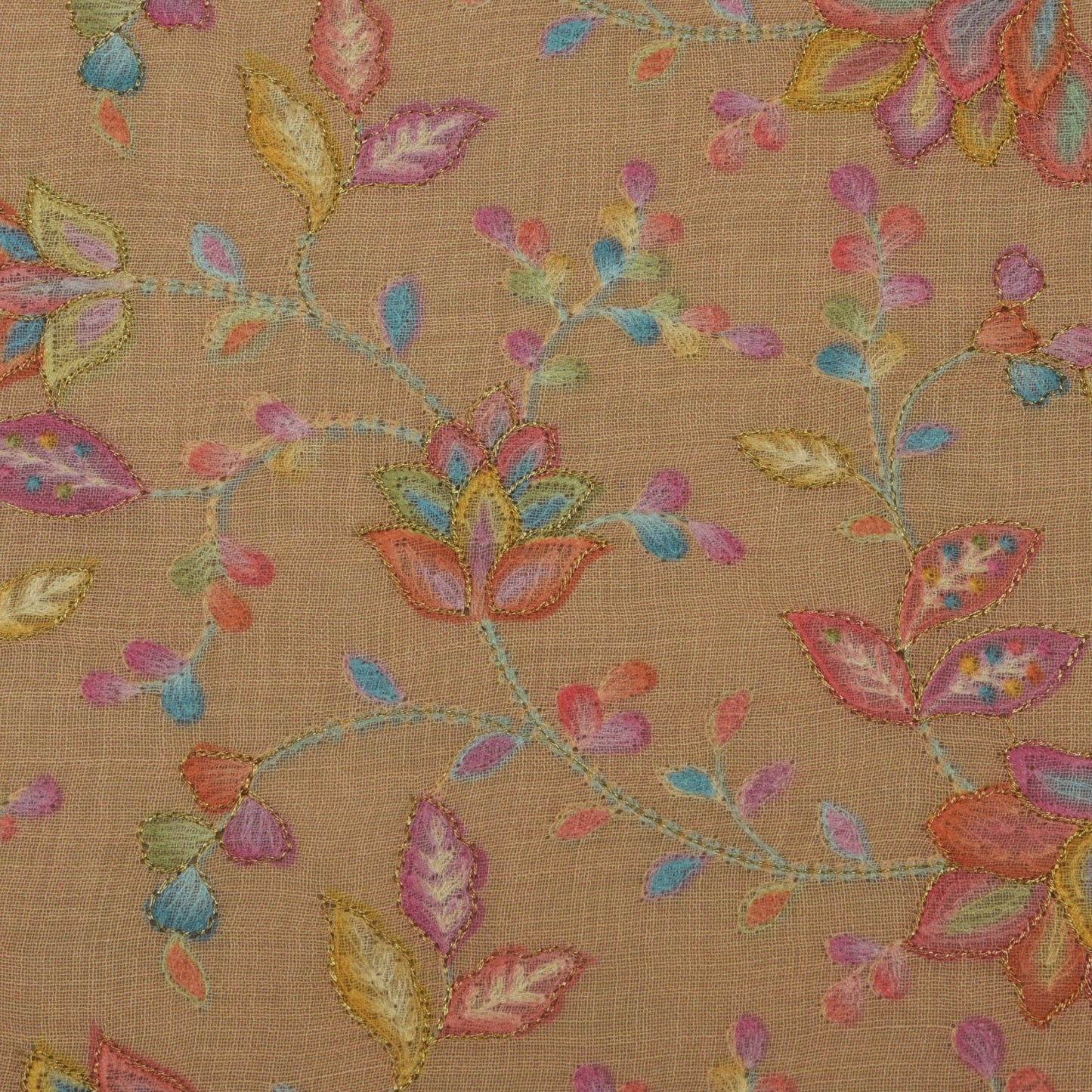 Peach Color Linen Embroidery Fabric