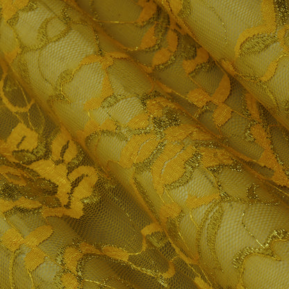 Yellow Color Chantilly Lace Fabric