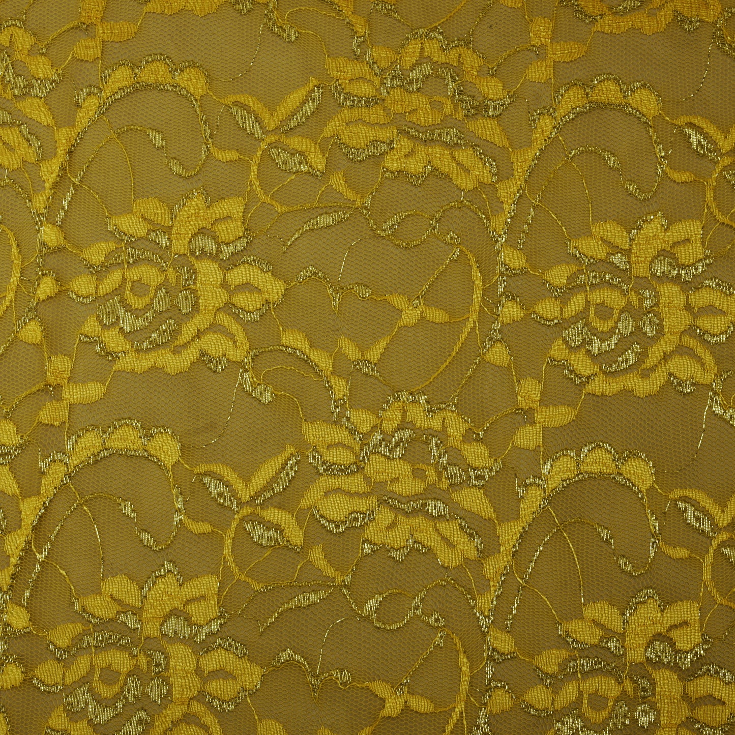 Yellow Color Chantilly Lace Fabric