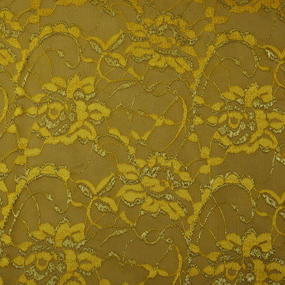 Yellow Color Chantilly Lace Fabric