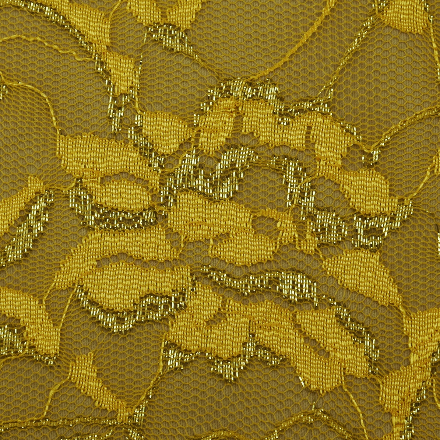 Yellow Color Chantilly Lace Fabric