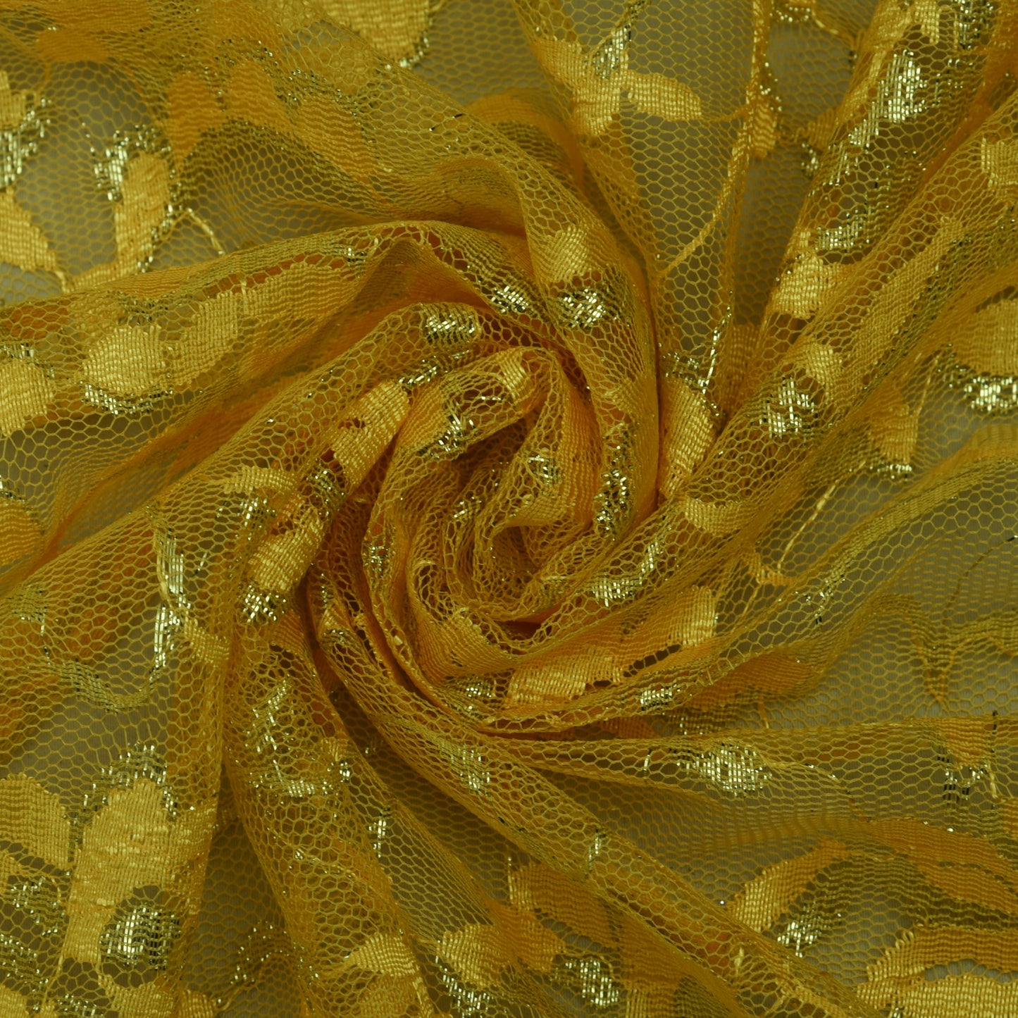 Yellow Color Chantilly Lace Fabric