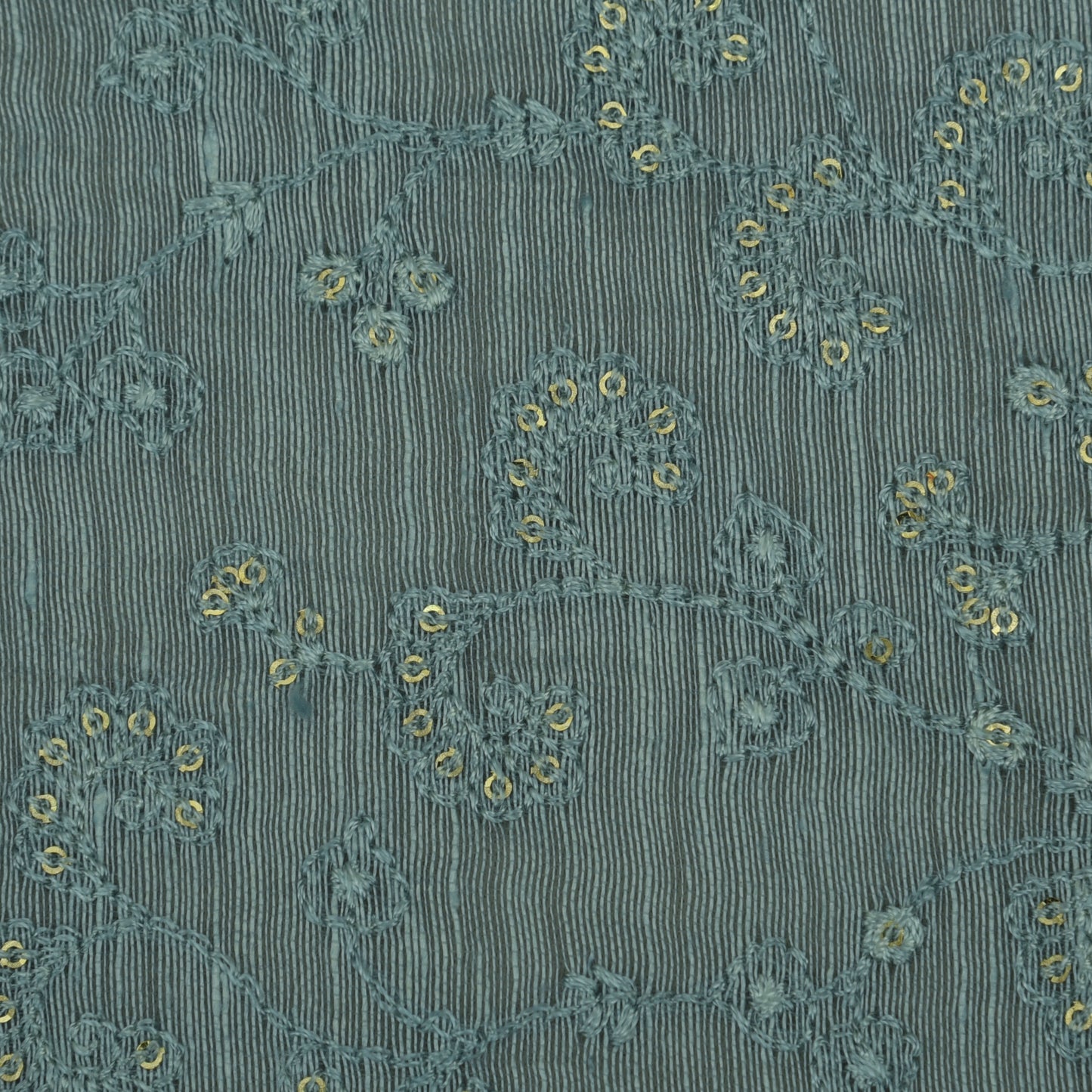 Grey Color Noil Silk Embroidery Fabric