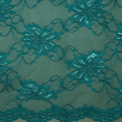 Teal Blue Color Chantilly Net Fabric