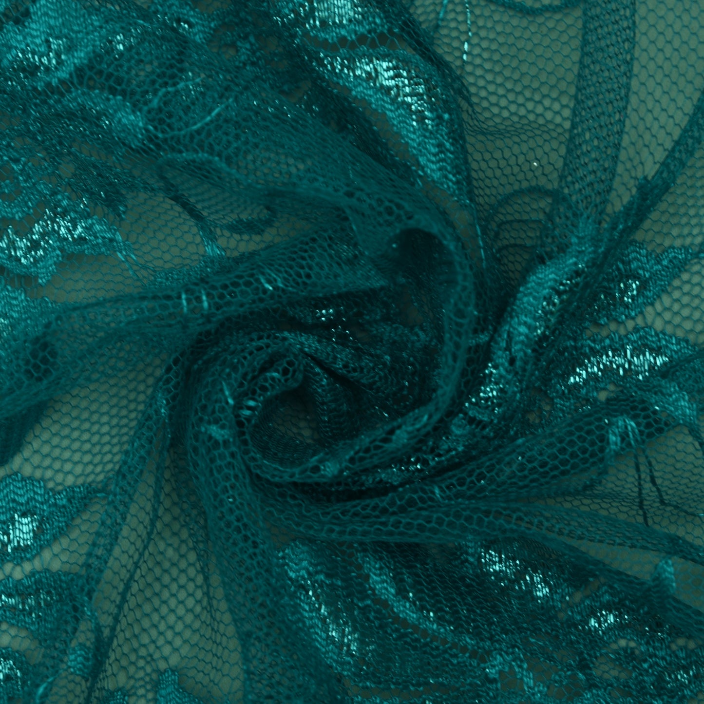 Teal Blue Color Chantilly Net Fabric