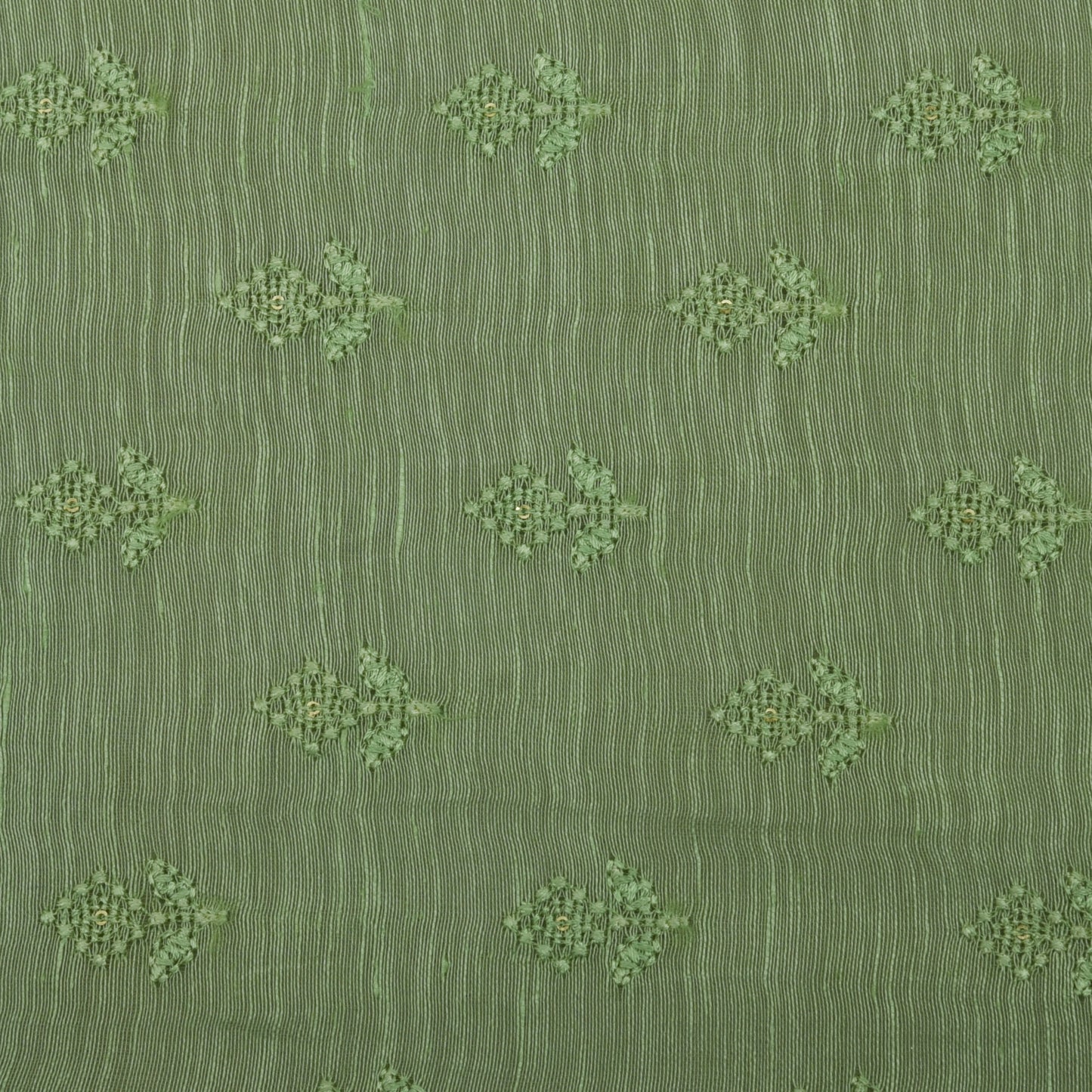 Pista Green Color Noil Silk Embroidery Fabric