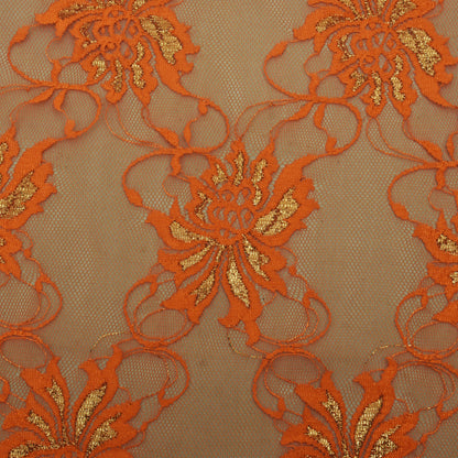 Orange Color Chantilly Net Fabric