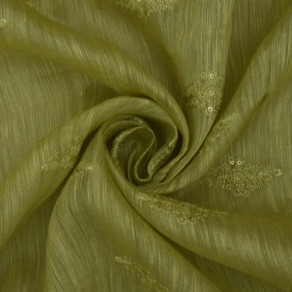 Lemon Color Noil Silk Embroidery Fabric