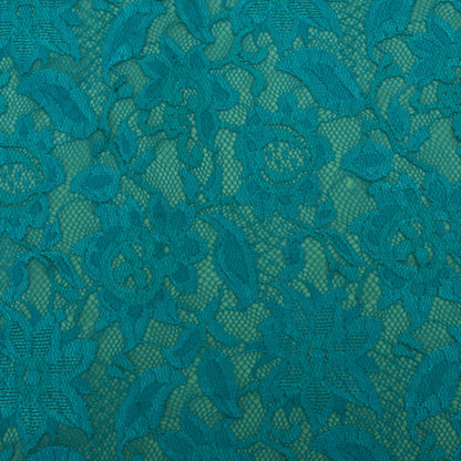 Teal Blue Color Chantilly Net Fabric