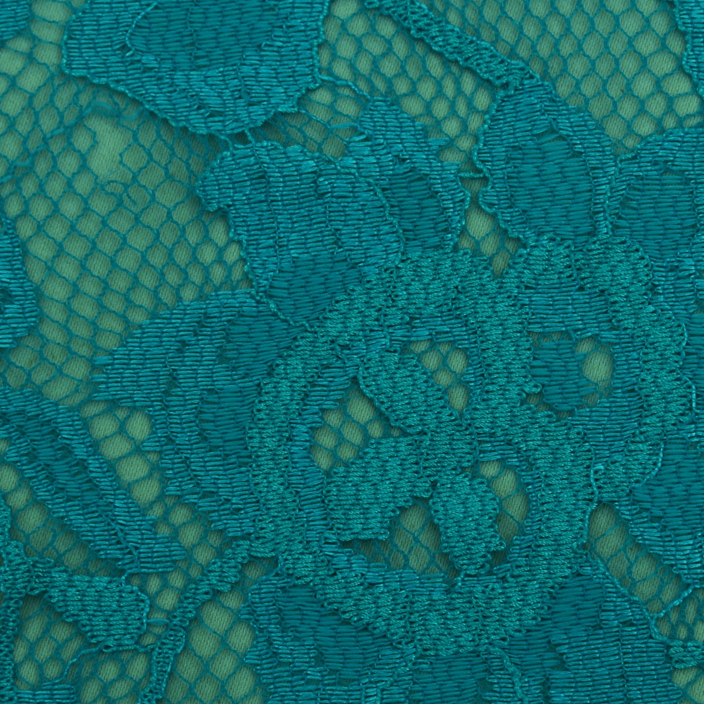 Teal Blue Color Chantilly Net Fabric