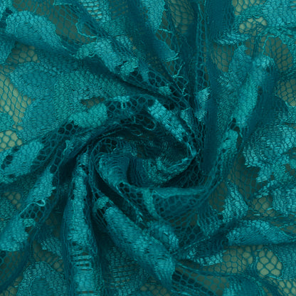 Teal Blue Color Chantilly Net Fabric