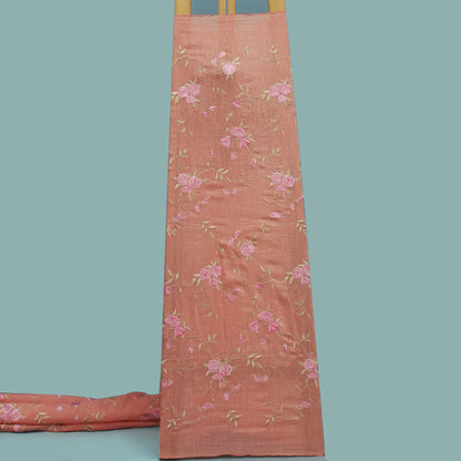 Pink Color Nokia Silk Embroidery Fabric