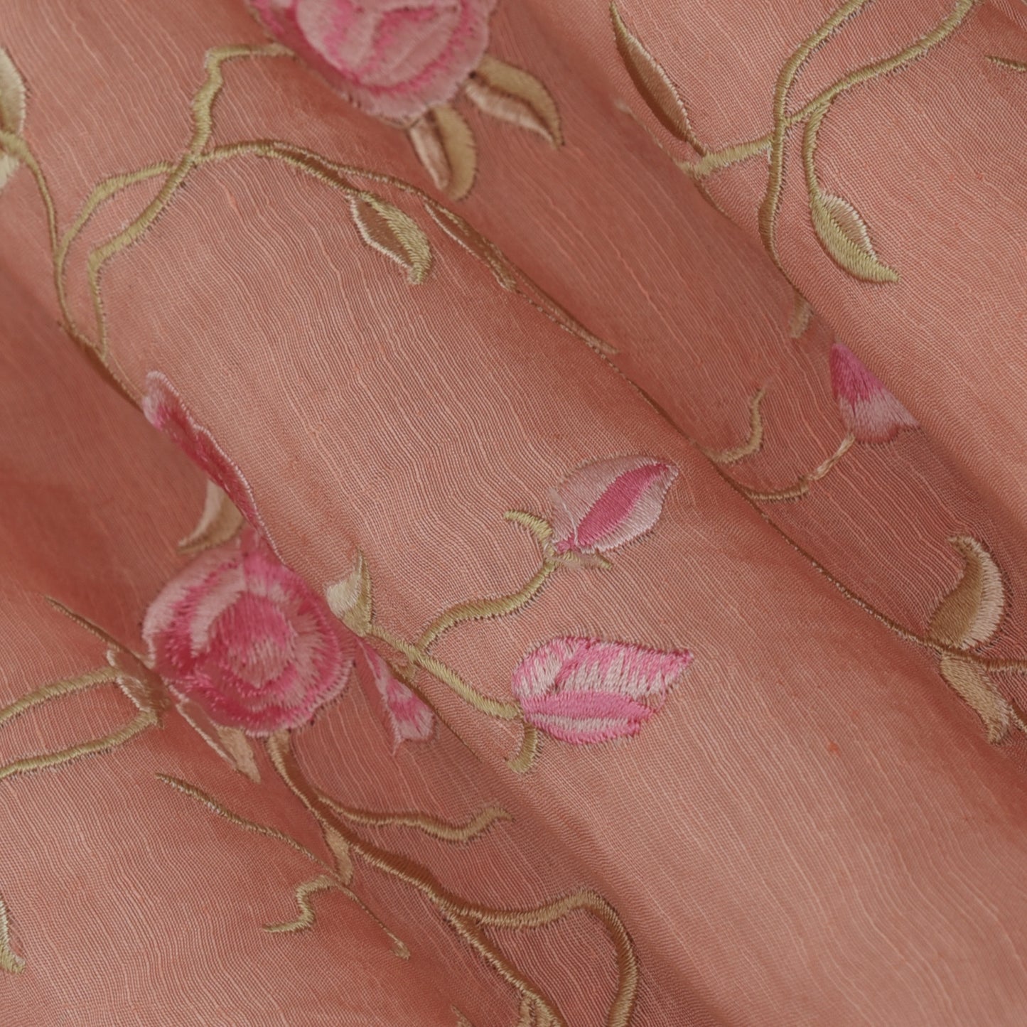 Pink Color Nokia Silk Embroidery Fabric
