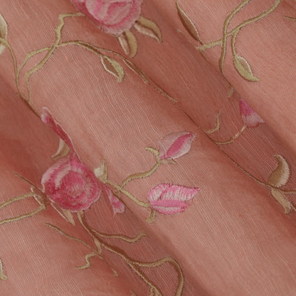Pink Color Nokia Silk Embroidery Fabric