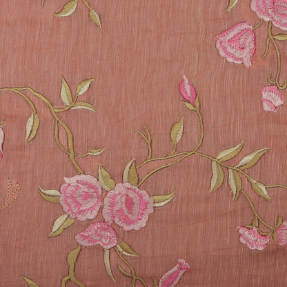 Pink Color Nokia Silk Embroidery Fabric