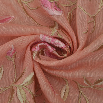 Pink Color Nokia Silk Embroidery Fabric