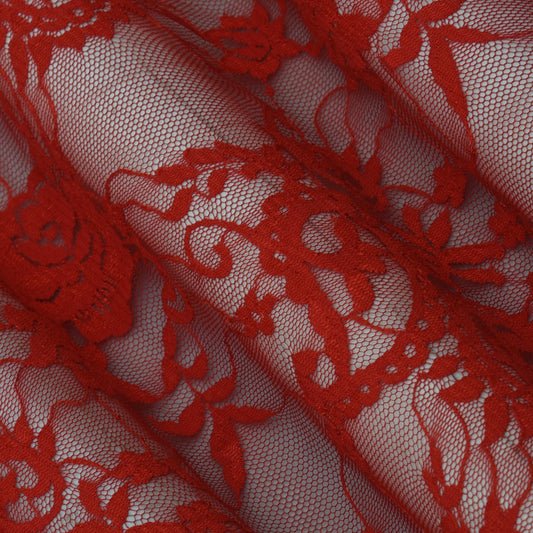 Red Color Chantilly Lace Fabric