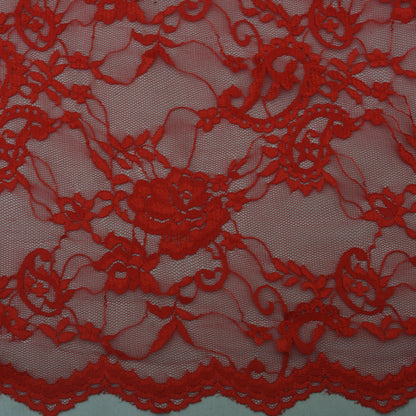 Red Color Chantilly Lace Fabric