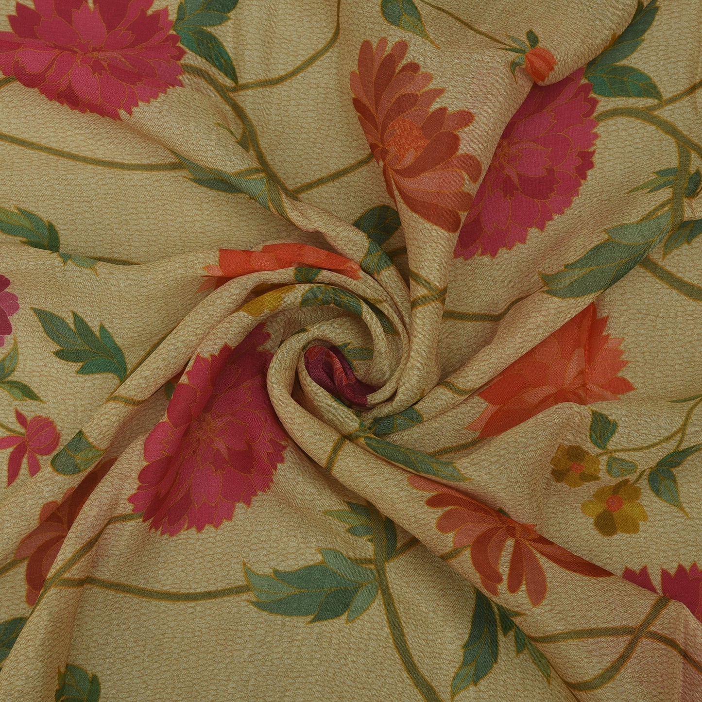 Floral Hydra Chinon Print Fabric