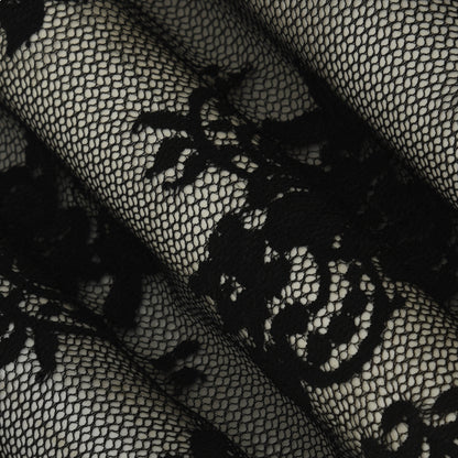 Black Color Chantilly Net Fabric