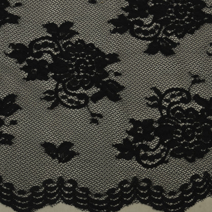 Black Color Chantilly Net Fabric