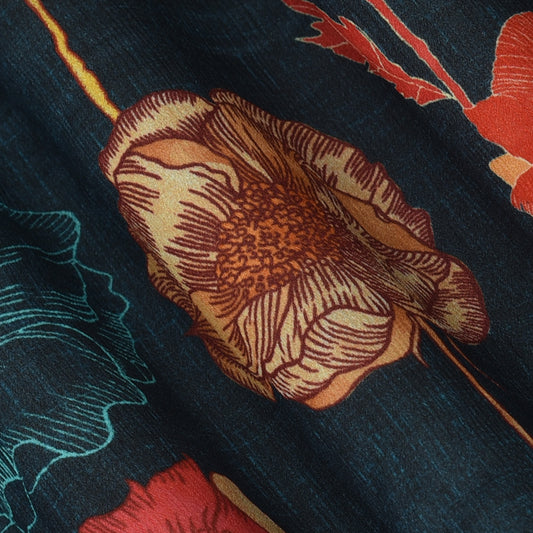 Floral Hydra Chinon Print Fabric