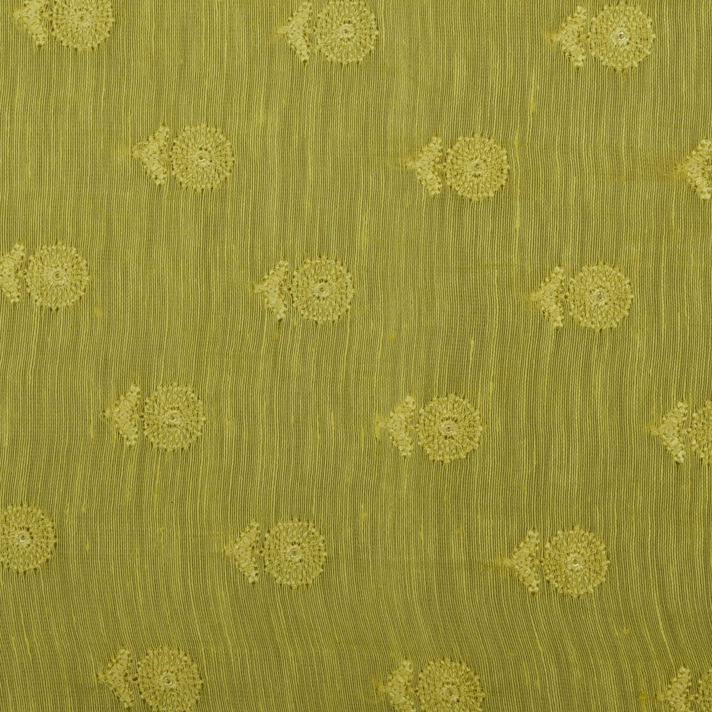 Yellow Color Noil Silk Embroidery Fabric