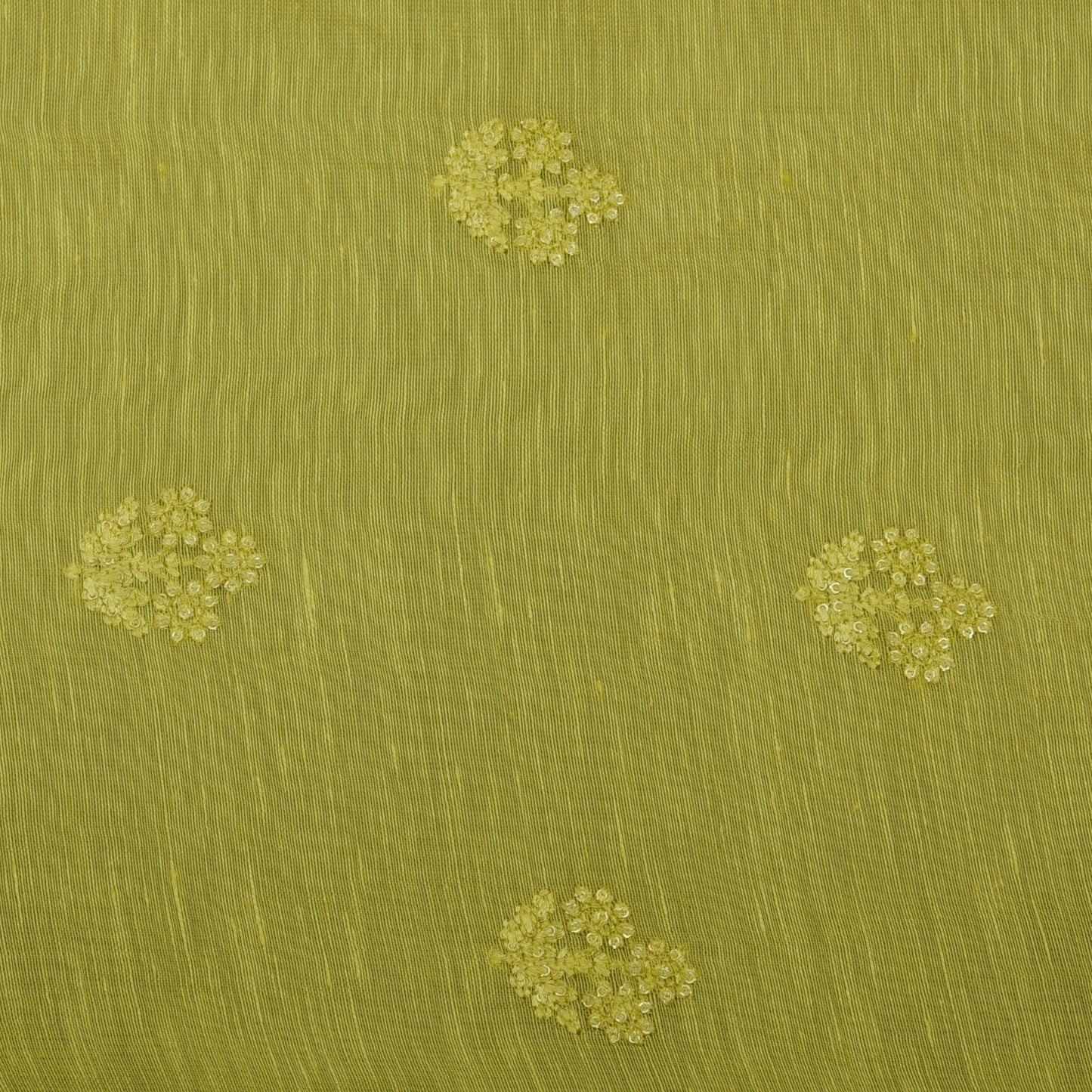 Yellow Color Noil Silk Embroidery Fabric