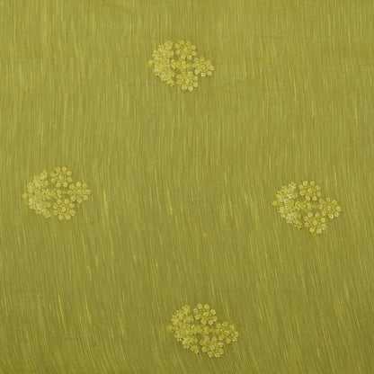 Yellow Color Noil Silk Embroidery Fabric