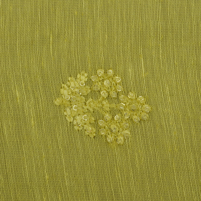 Yellow Color Noil Silk Embroidery Fabric