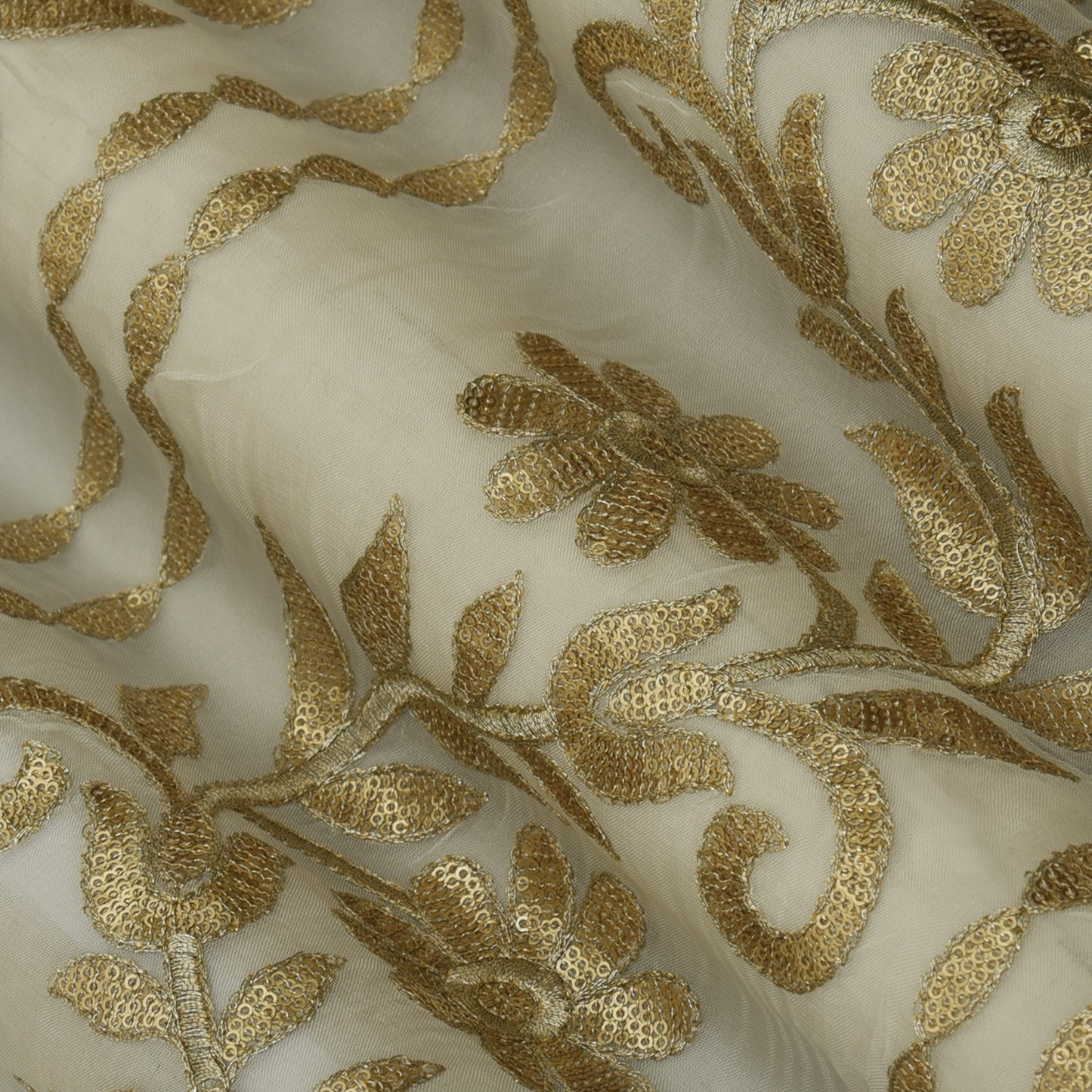 White Color Organza Embroidery Fabric