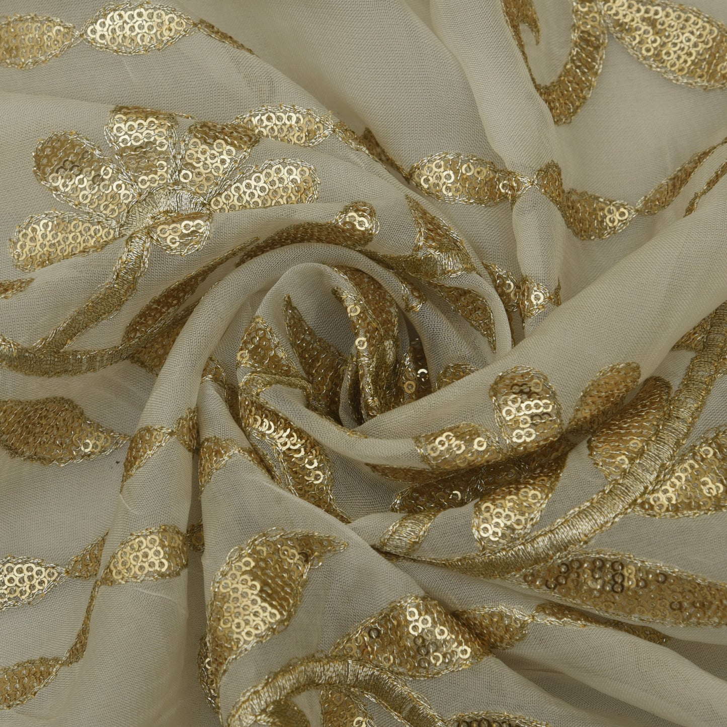 White Color Organza Embroidery Fabric