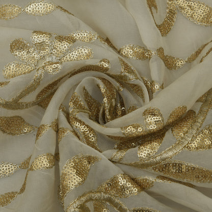 White Color Organza Embroidery Fabric