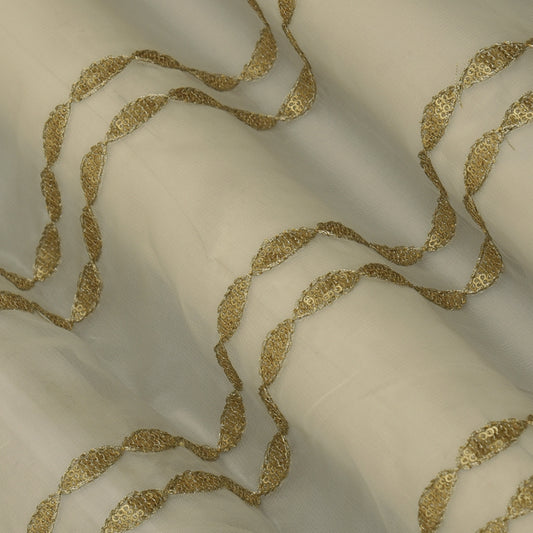 White Color Organza Embroidery Fabric