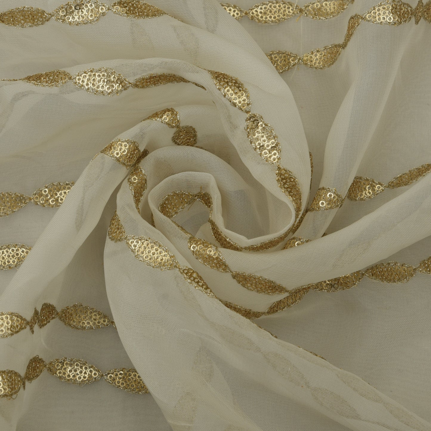 White Color Organza Embroidery Fabric