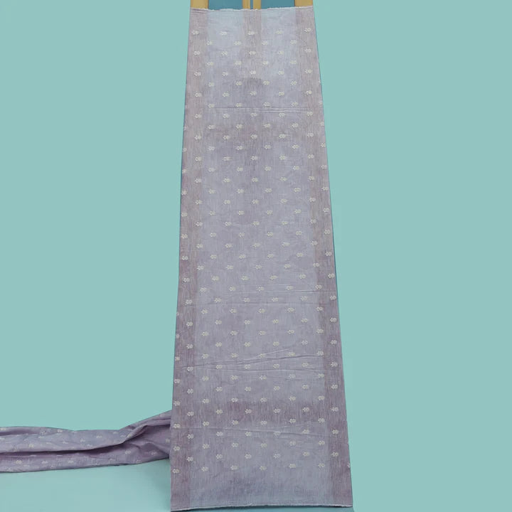 Mauve Color Linen Booti Fabric (Cut Pieces 3Mtr)