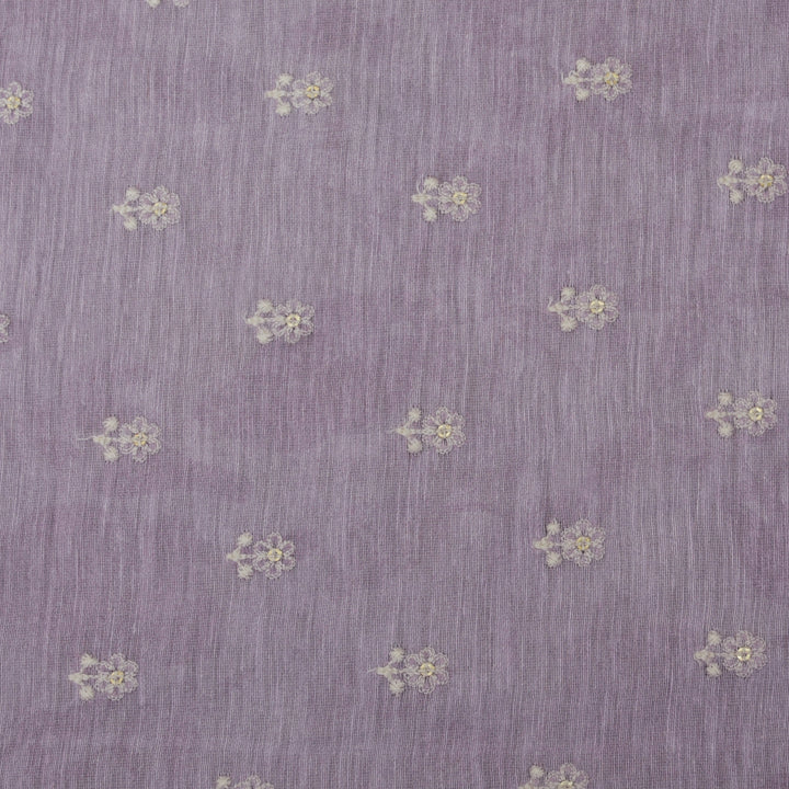 Mauve Color Linen Booti Fabric (Cut Pieces 3Mtr)