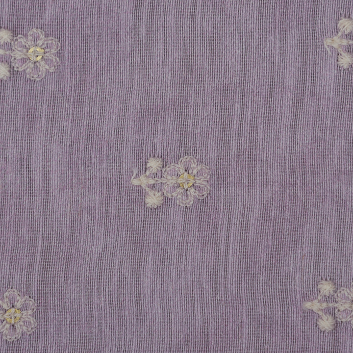 Mauve Color Linen Booti Fabric (Cut Pieces 3Mtr)