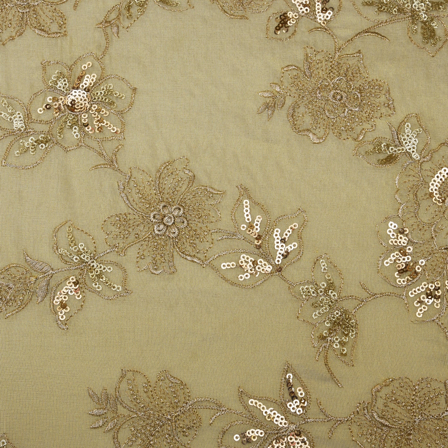 Beige Color Tissue Embroidery Fabric