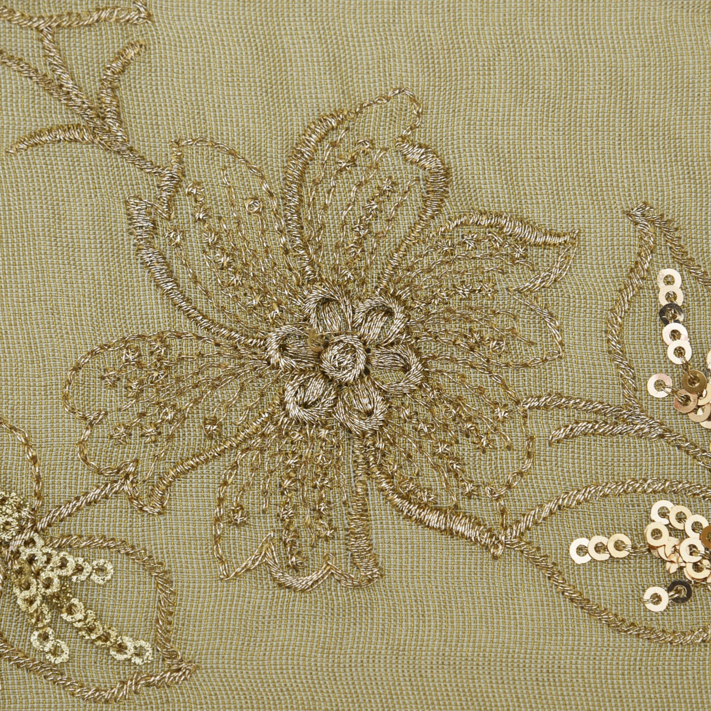 Beige Color Tissue Embroidery Fabric