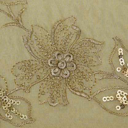 Beige Color Tissue Embroidery Fabric