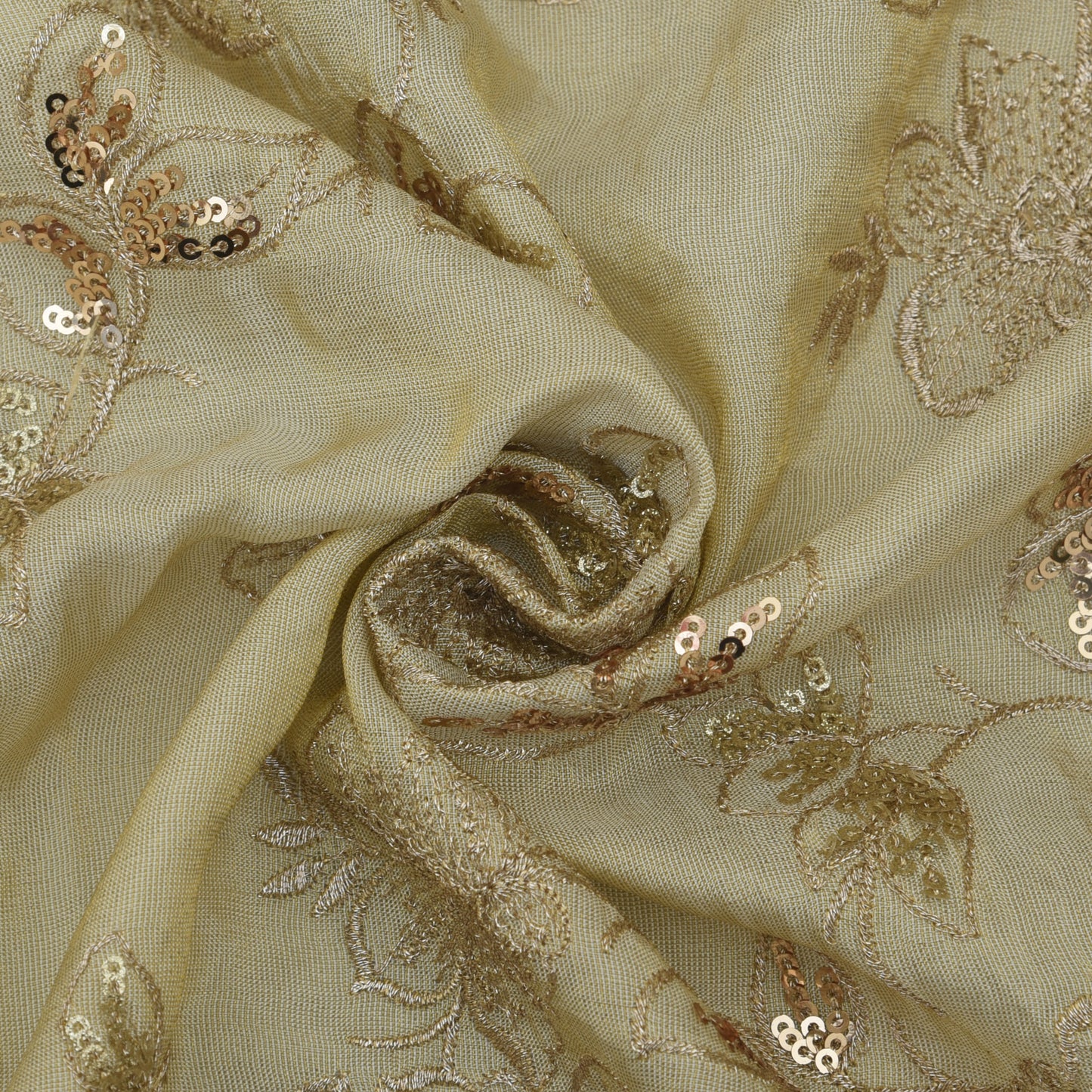 Beige Color Tissue Embroidery Fabric