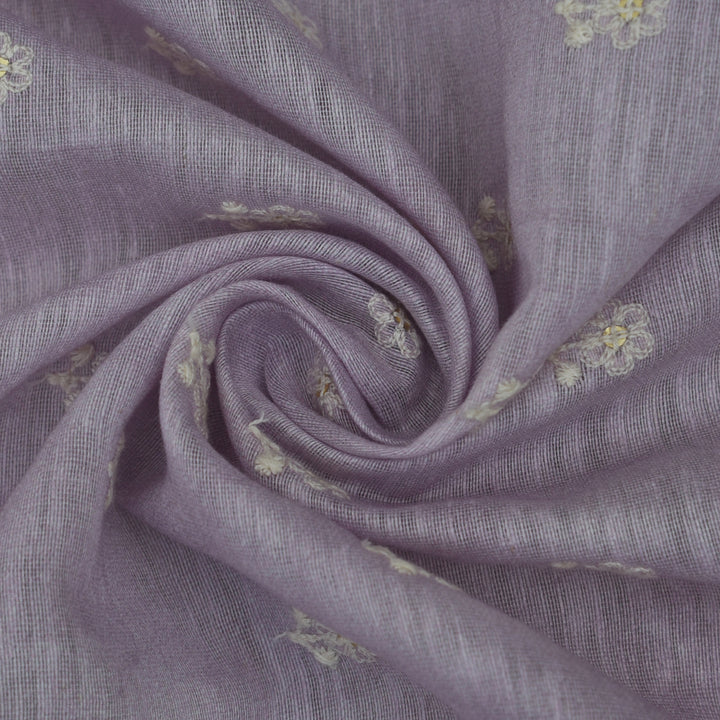Mauve Color Linen Booti Fabric (Cut Pieces 3Mtr)