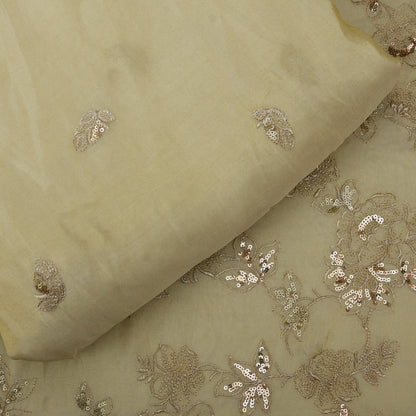 Beige Color Tissue Embroidery Fabric